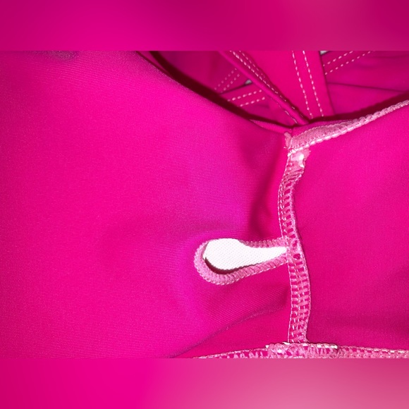 SHEIN 2Piece Frenchi Asymmetrical Top Hot Pink Bikini Set Hi Wasted Swimwear Lg - Picture 3 of 14